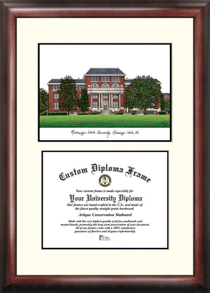 Mississippi State Bulldogs Mahogany Diploma Frame & Lithograph