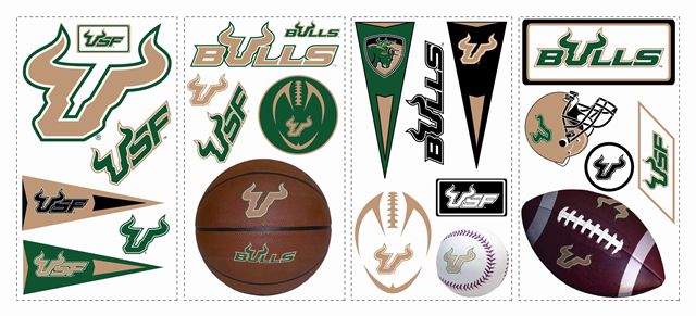 South Florida USF Bulls Kids Removable Wall Graphics Stickers