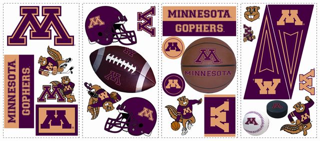 Minnesota Golden Gophers Kids Removable Wall Graphics Stickers