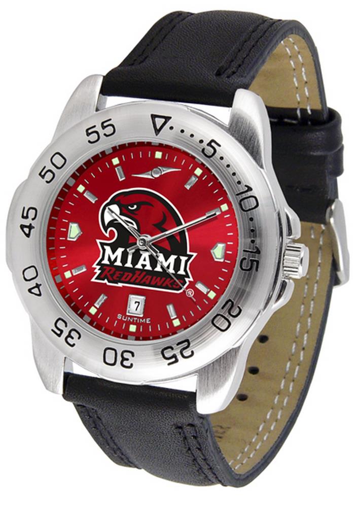 Miami of Ohio Redhawks Men's Leather Band Sports Watch