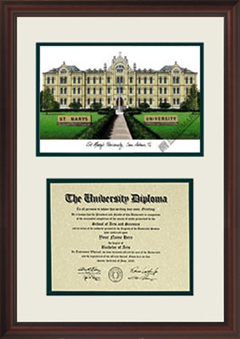 TCU Texas Christian Mahogany Diploma Frame & Lithograph