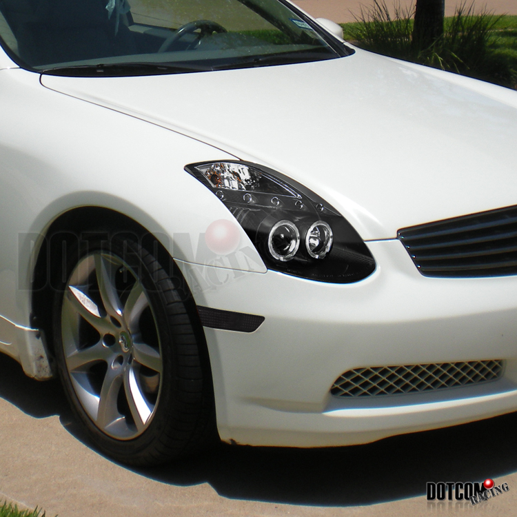 0307 INFINITI G35 COUPE BLACK LED HALO PROJECTOR HEADLIGHTS+SMOKE