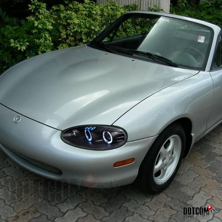Miata Black Dual Halo Projector Headlights with LEDs