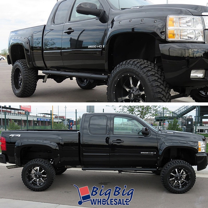 Black Fender Flares Pocket Style For 0713 Chevy Silverado 1500 2500HD