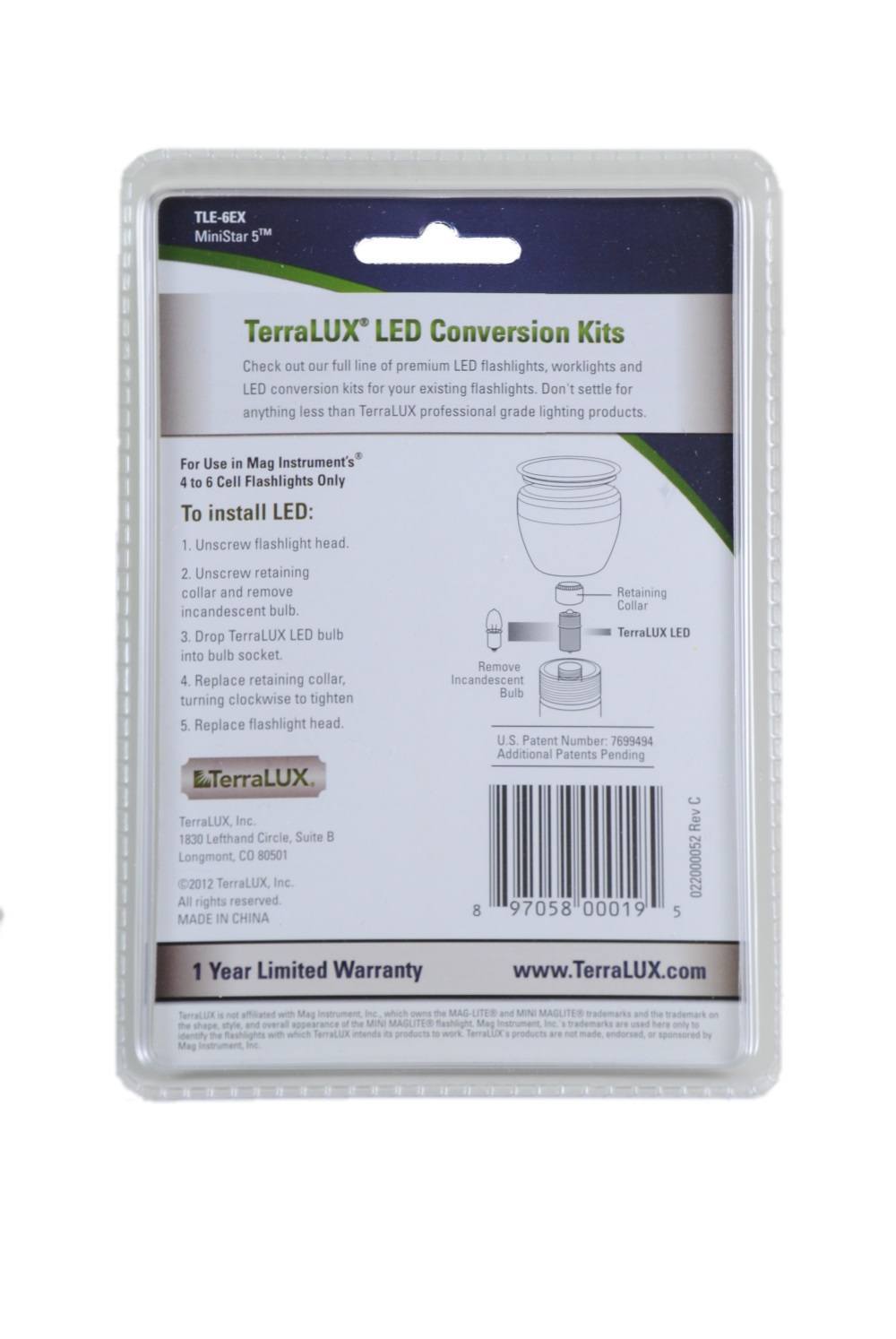 Terralux TLE6EX MiniStar 5 LED Upgrade Conversion Kit, 46 cell C & D