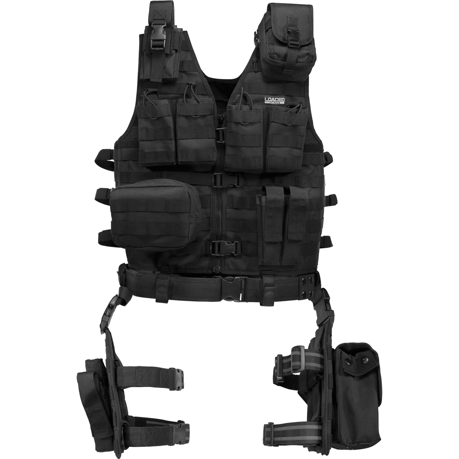 Barska BI12016 VX100 Customizable Loaded Gear Black Tactical Vest, Leg