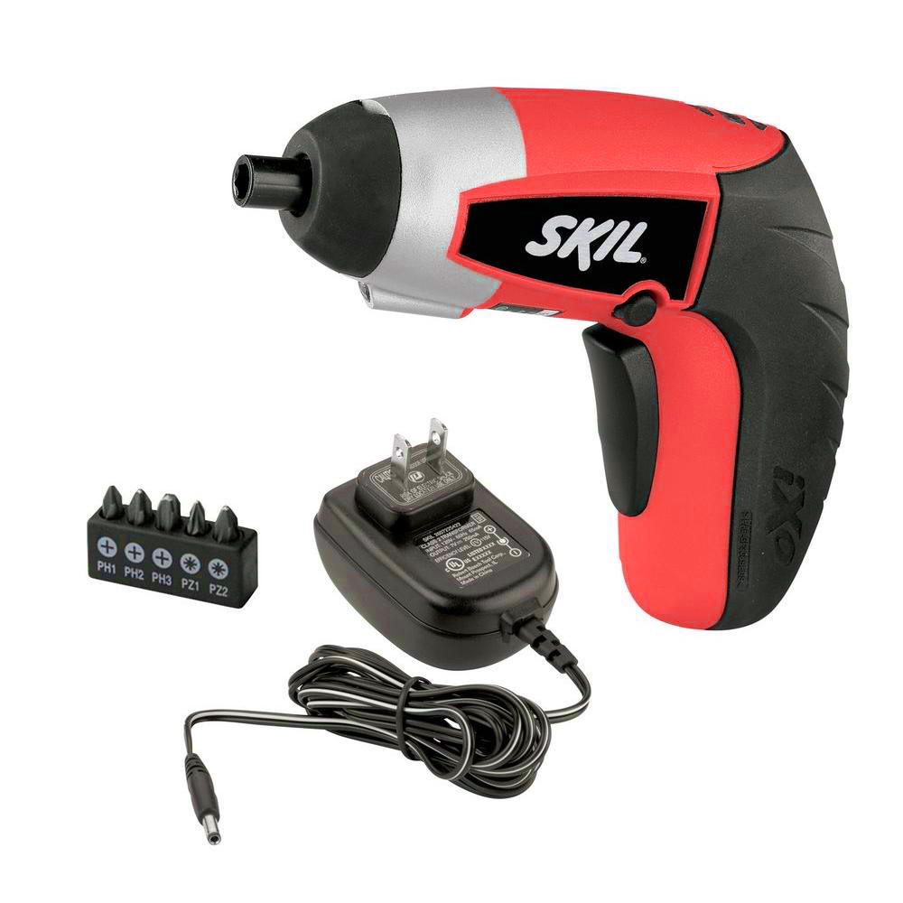 SKIL 235407 4Volt 1.5Ah iXO PalmSized Cordless Screwdriver Kit, (Red