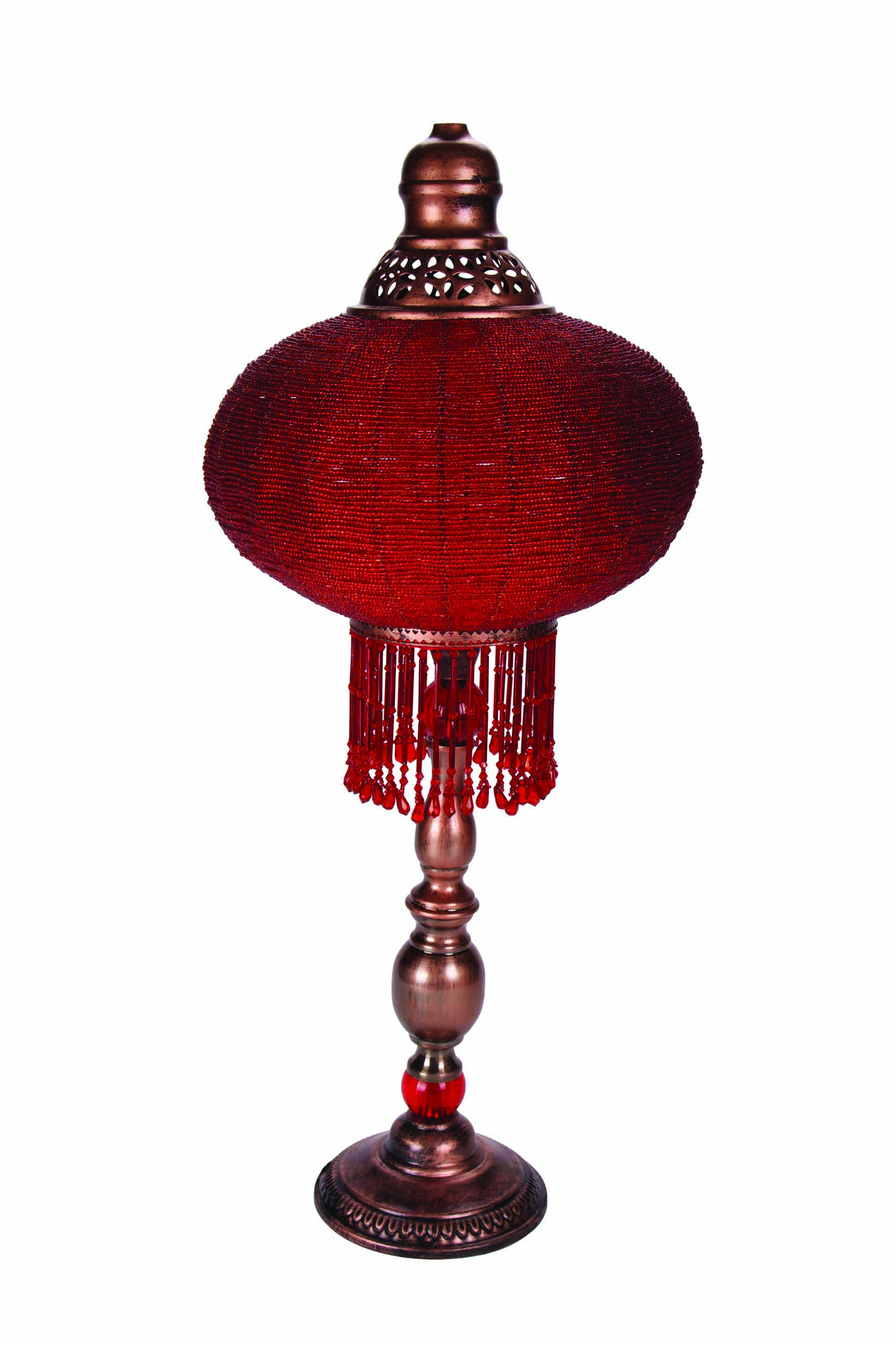 Casa UNO Beaded Table Lamp Decoration Vintage Bedside Desk Retro RED