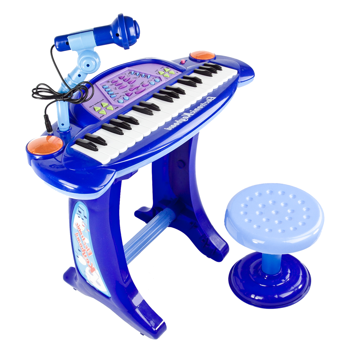 Kids Boy Children Blue Piano Musical Toy Keyboard Microphone Organ