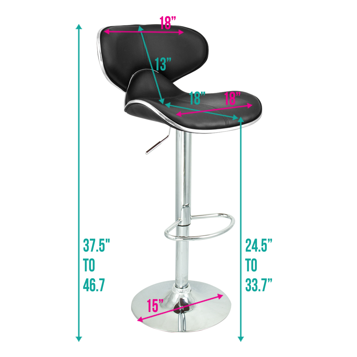 thumbnail image 2 of Bonnlo Adjustable Saddle Stool | Hydraulic Gas Lift | Swivel Wheels | For Salon, Tattoo, Spa, Office | Black 2 of 12