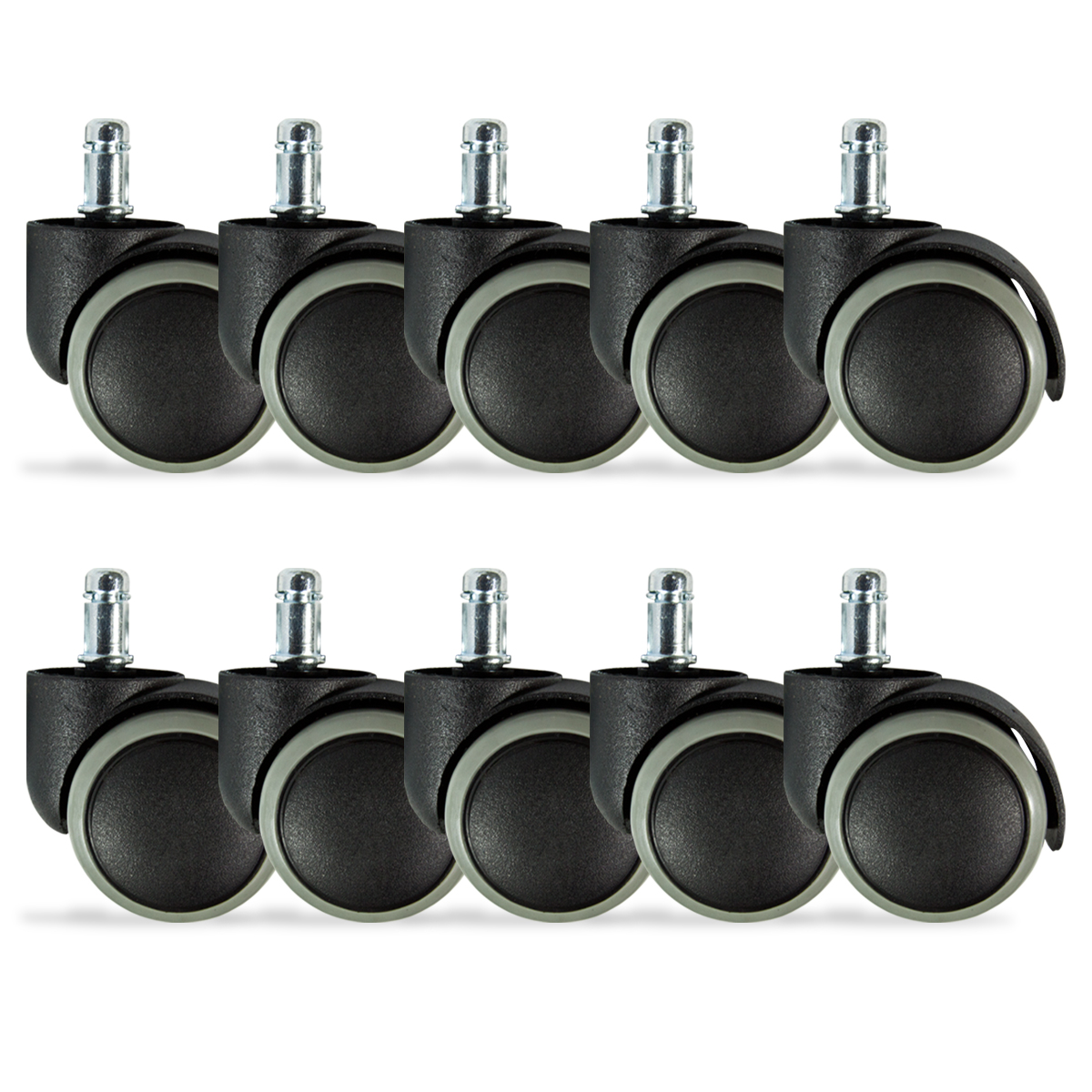10x Set Rubber Grey Office Chair Caster Wheel Swivel Floor Furniture