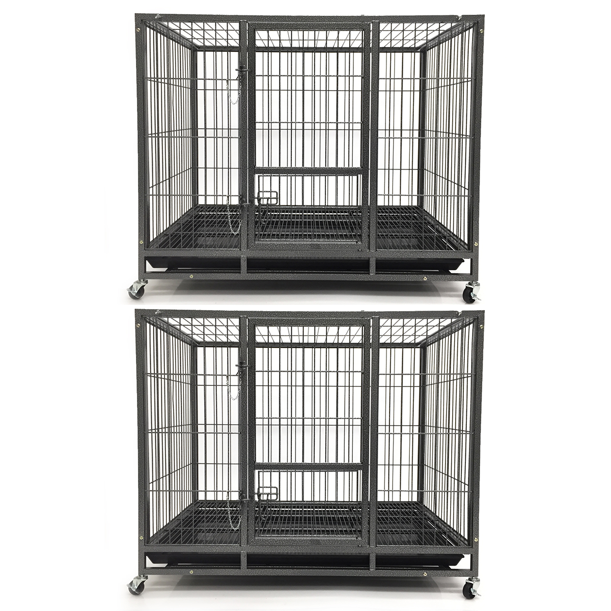 2 x 43" Dog Kennel Wheels Portable Pet Puppy Carrier Crate Cage Heavy
