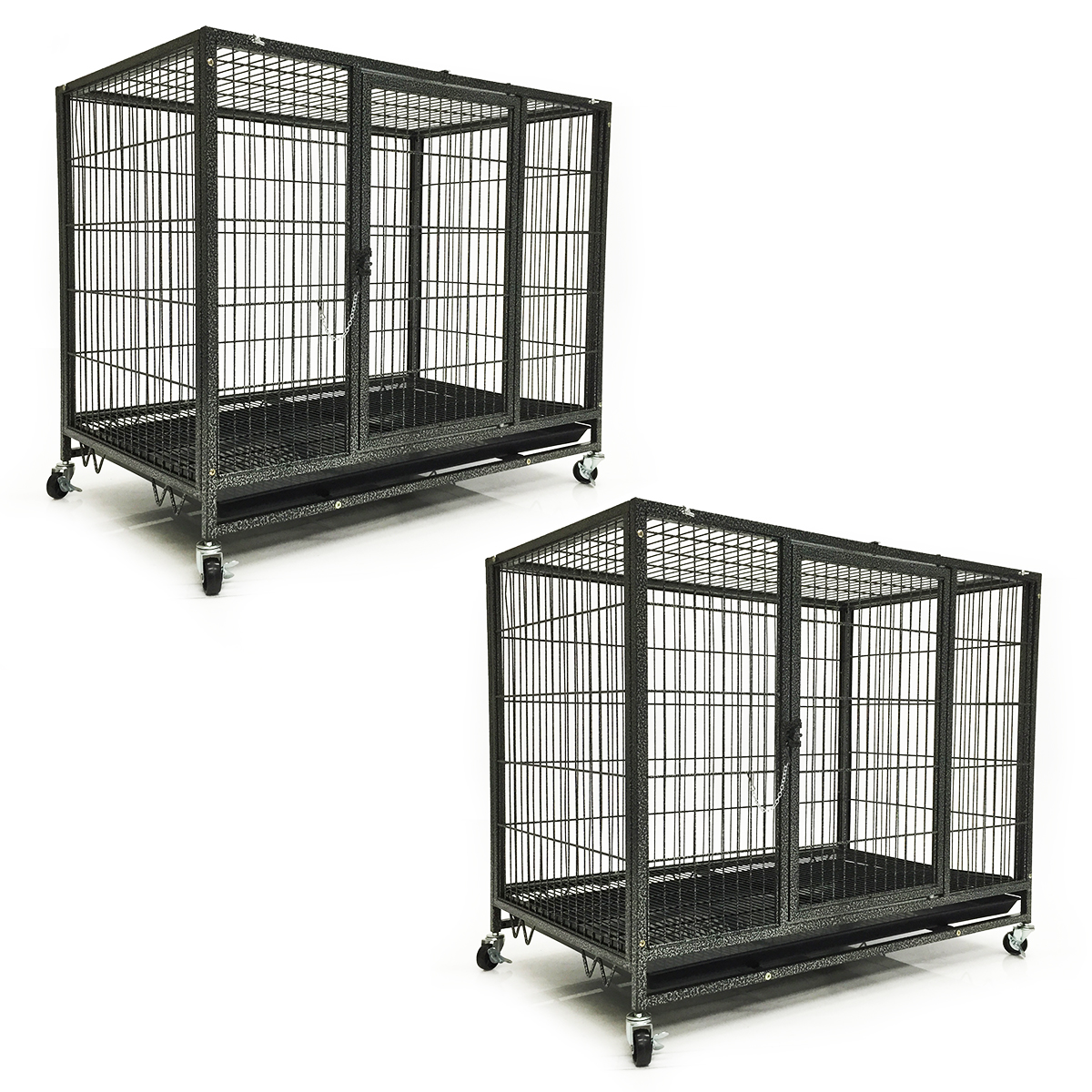 2 x 37" Dog Kennel Wheels Portable Pet Puppy Carrier Crate Cage Heavy