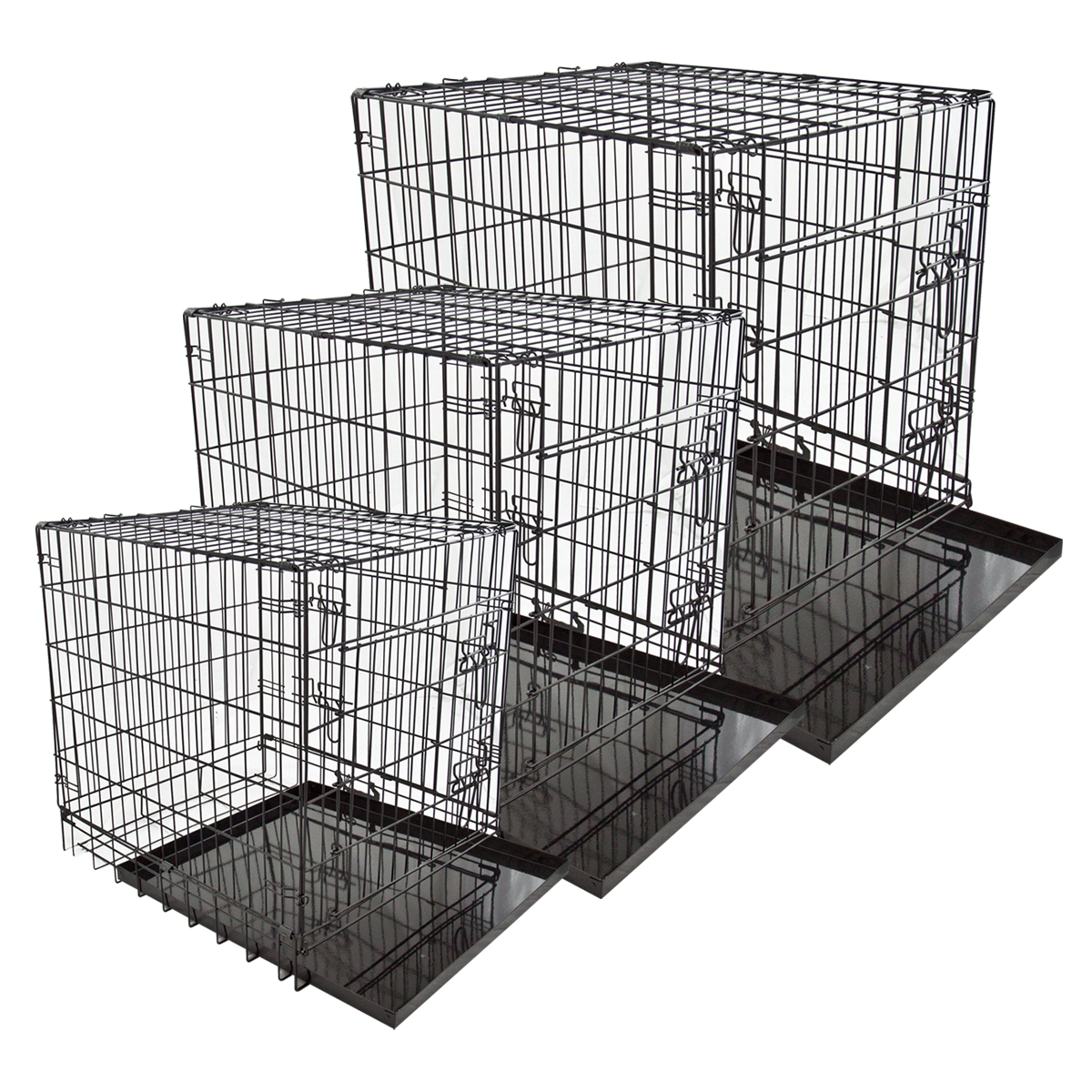 Folding Portable Puppy Carrier Dog Cage Metal Crate Kennel Pet Cat Tray Home