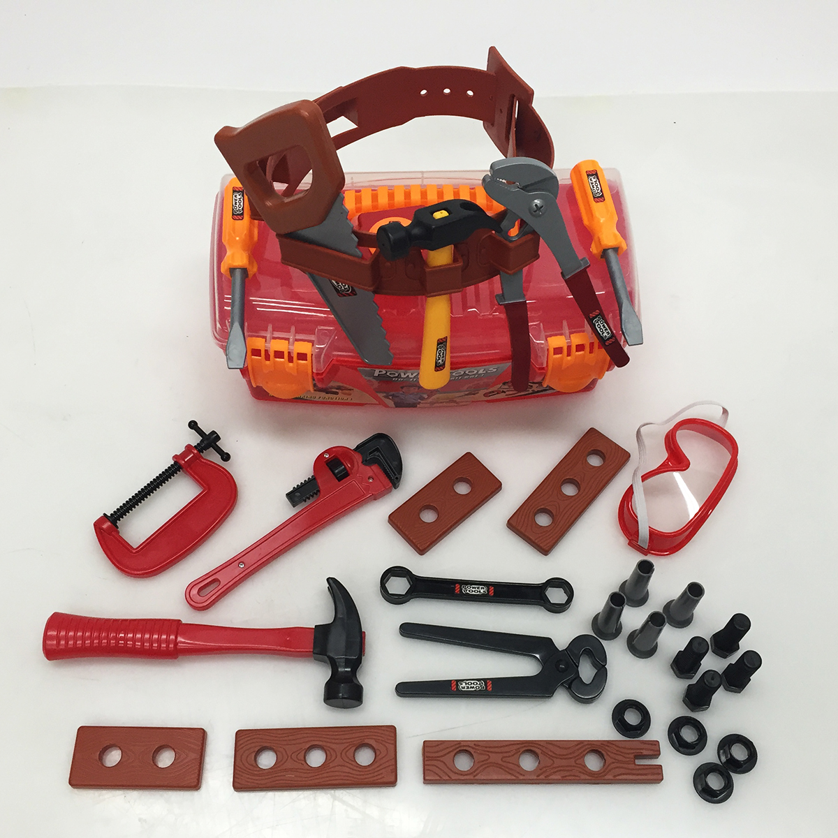 Toy Power Tools Construction Tool Box for Kids with 31 Pcs Pretend Play