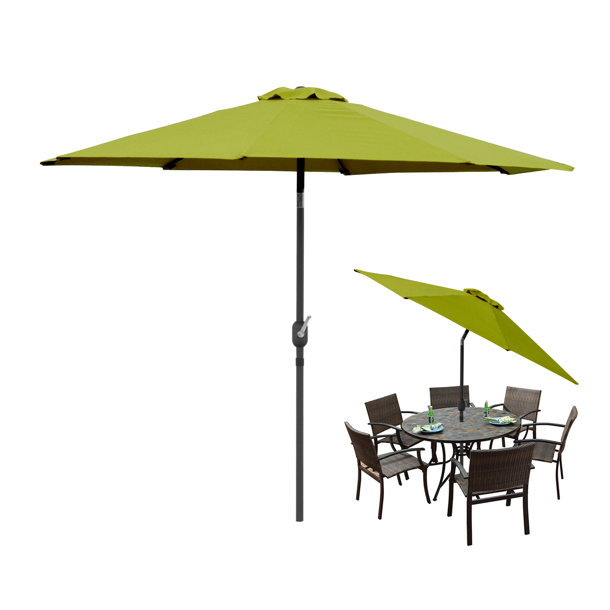 9' FT Feet Patio Tilt Umbrella Lime Green Market Aluminium Pool Outdoor