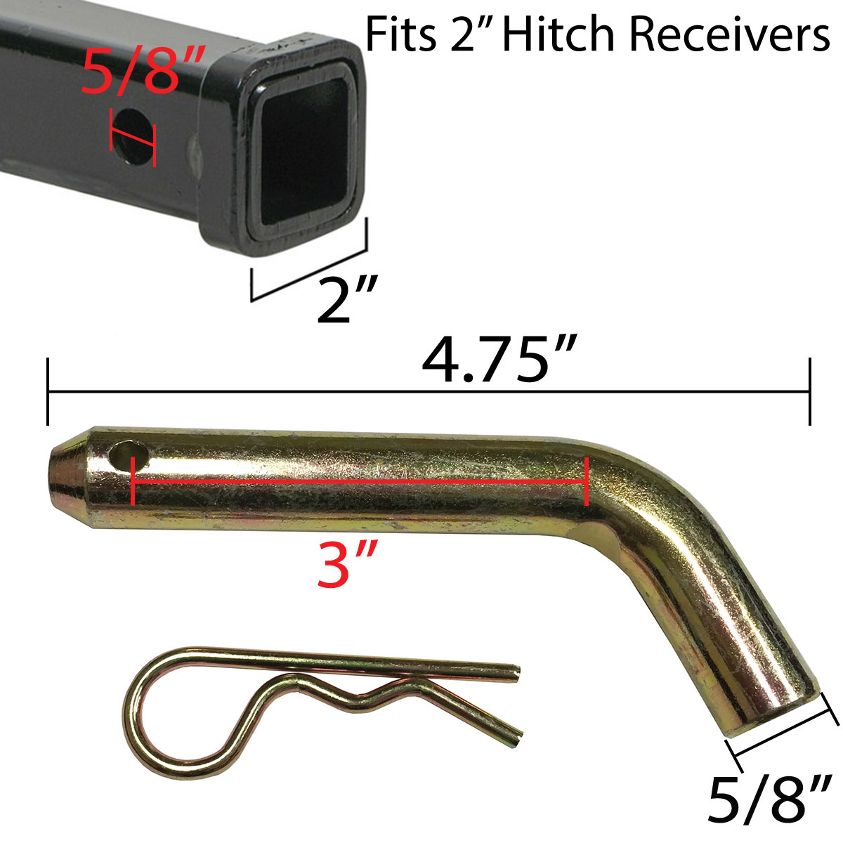 2" Receiver Ball Mount Hitch Pin 5/8" for Carrier Trailer RV Tow Hook DRing eBay