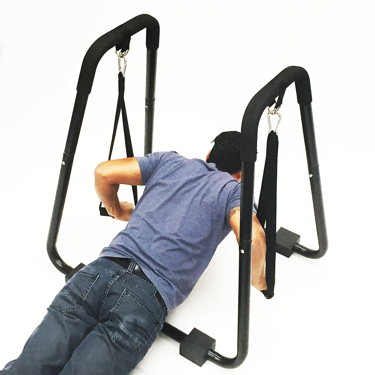 Heavy Duty Dip Station Stand Self Standing Exercise Dipping w/ Straps