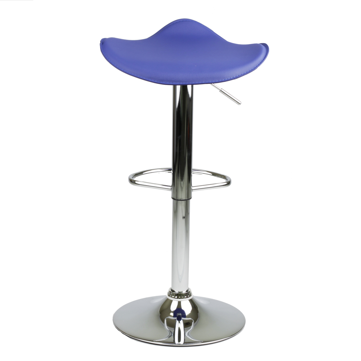 2 LOT Modern Bar Stool Blue Swivel Saddle Chair Pub Barstools Chrome
