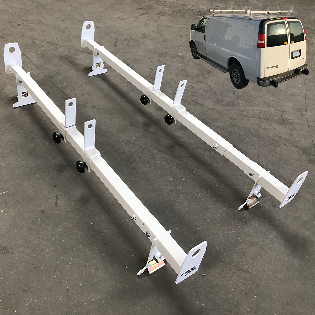 500 LB 2 Bars Roof Gutter Mount Cargo Van Ladder RackPro Universal Wide Design eBay
