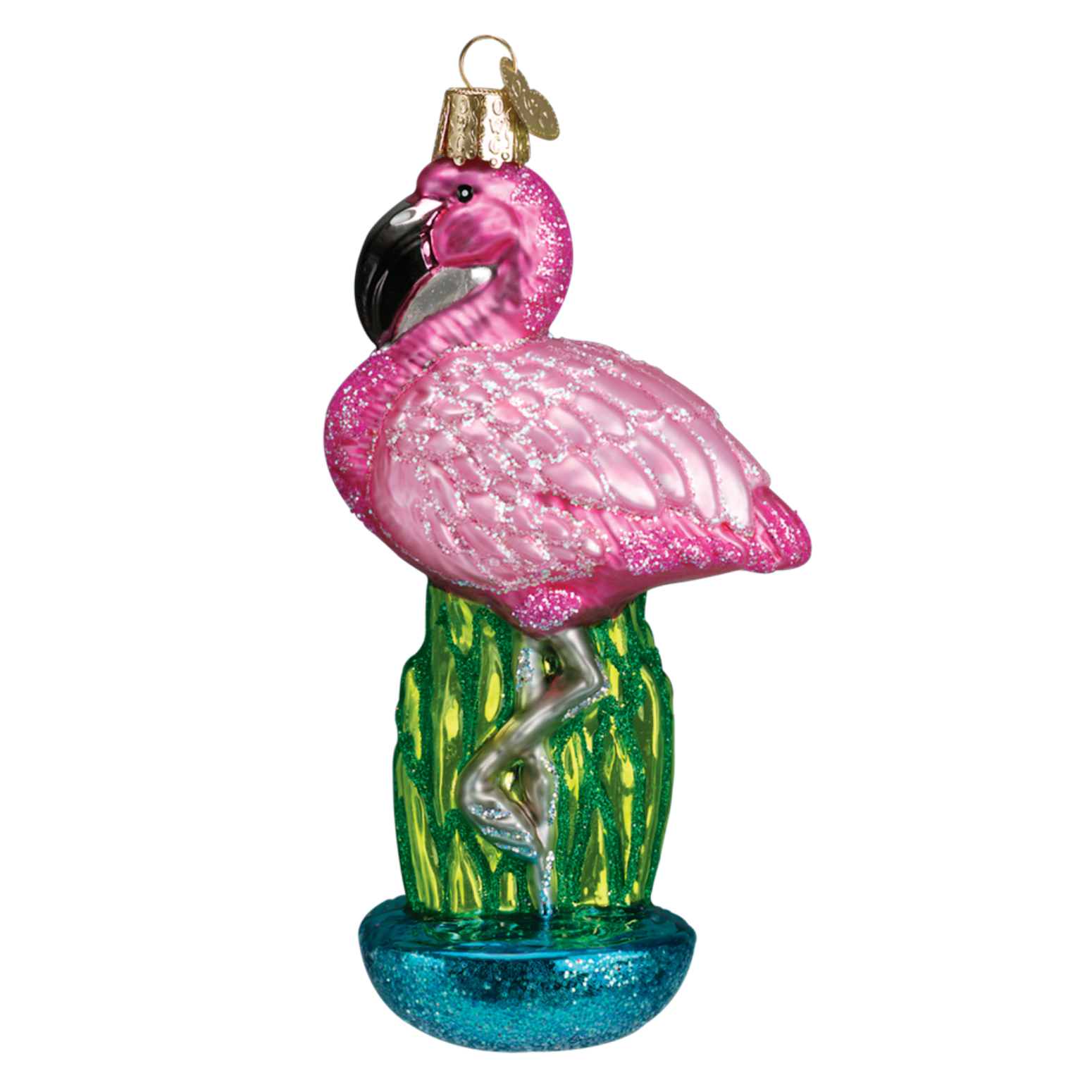 Old World Christmas Pink Flamingo Glass 5 Inch Holiday Ornament - Mary