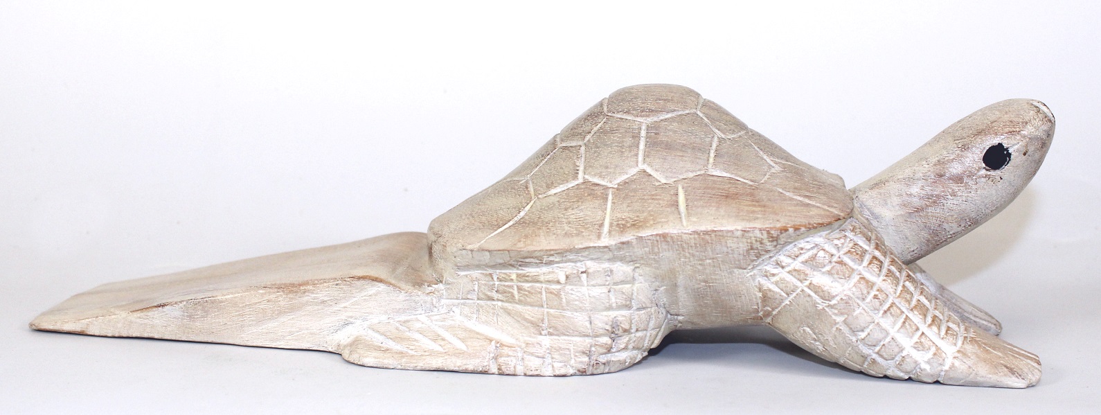 Sea Turtle Door Stop Carved Wood Painted Whitewash Finish Mary B