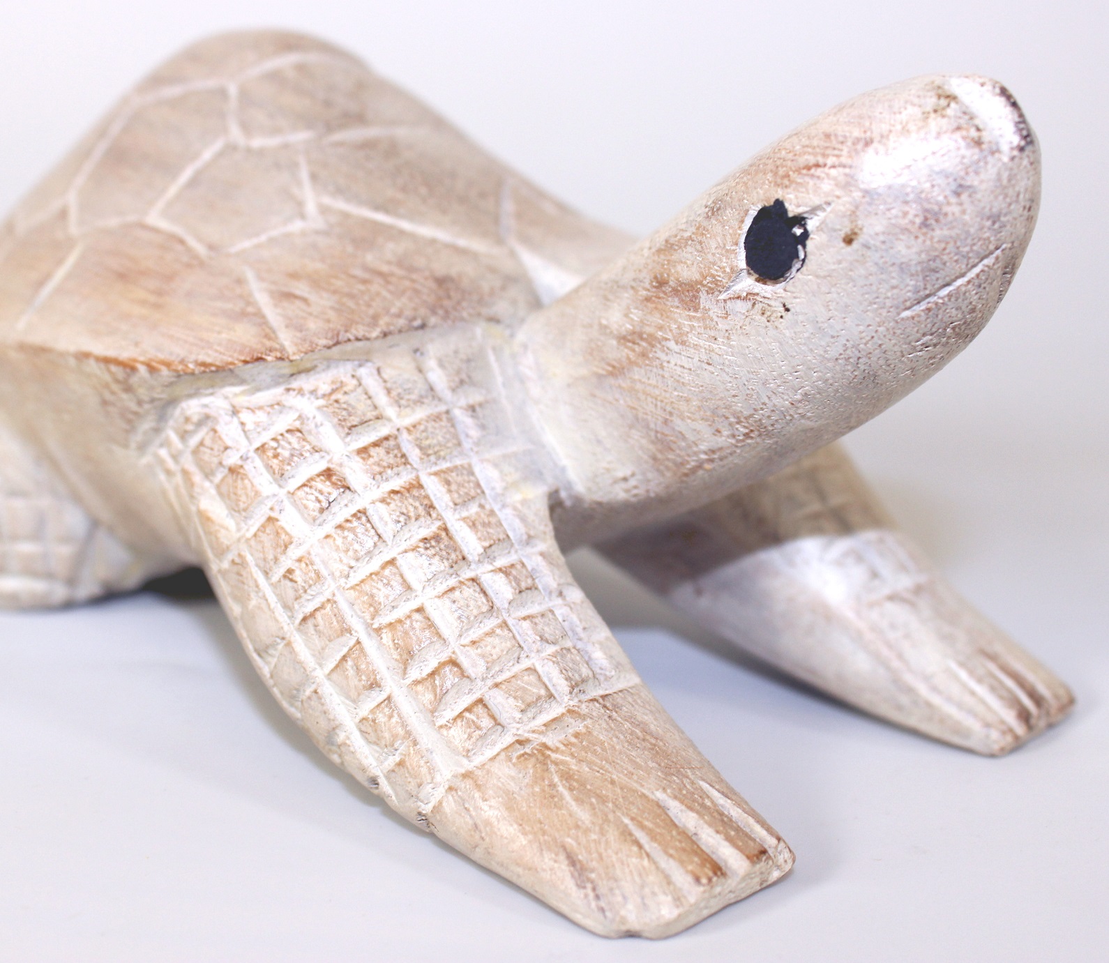 Sea Turtle Door Stop Carved Wood Painted Whitewash Finish Mary B