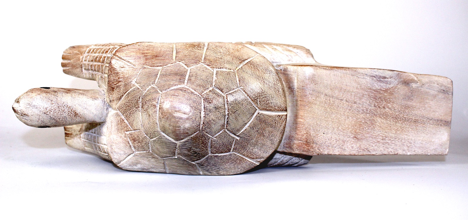 Sea Turtle Door Stop Carved Wood Painted Whitewash Finish Mary B