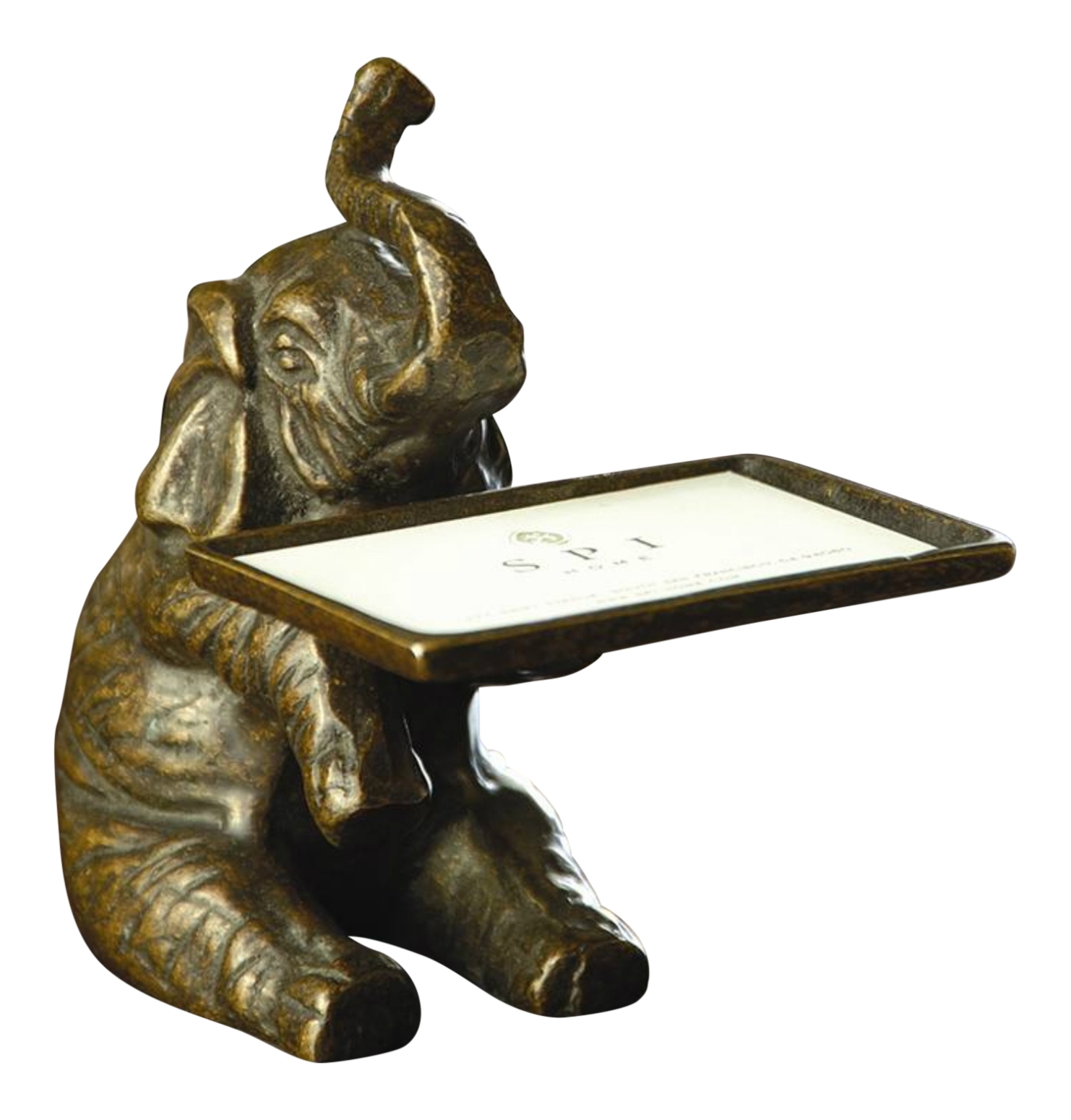 Sitting Elephant Business Card Holder Brass Desk or Shelf Decor Mary