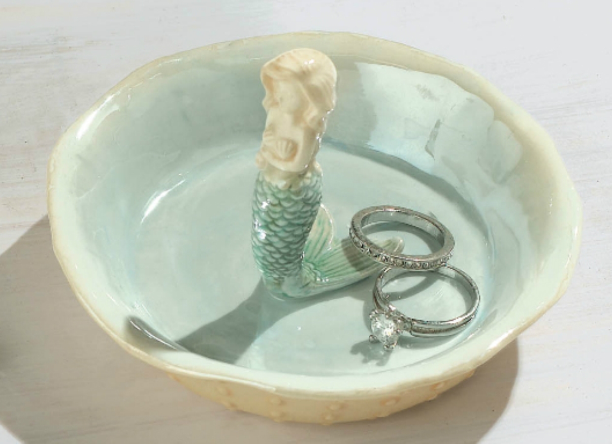 Mermaid in Shimmering Sea Jewelry Ring Holder Ceramic Dish eBay