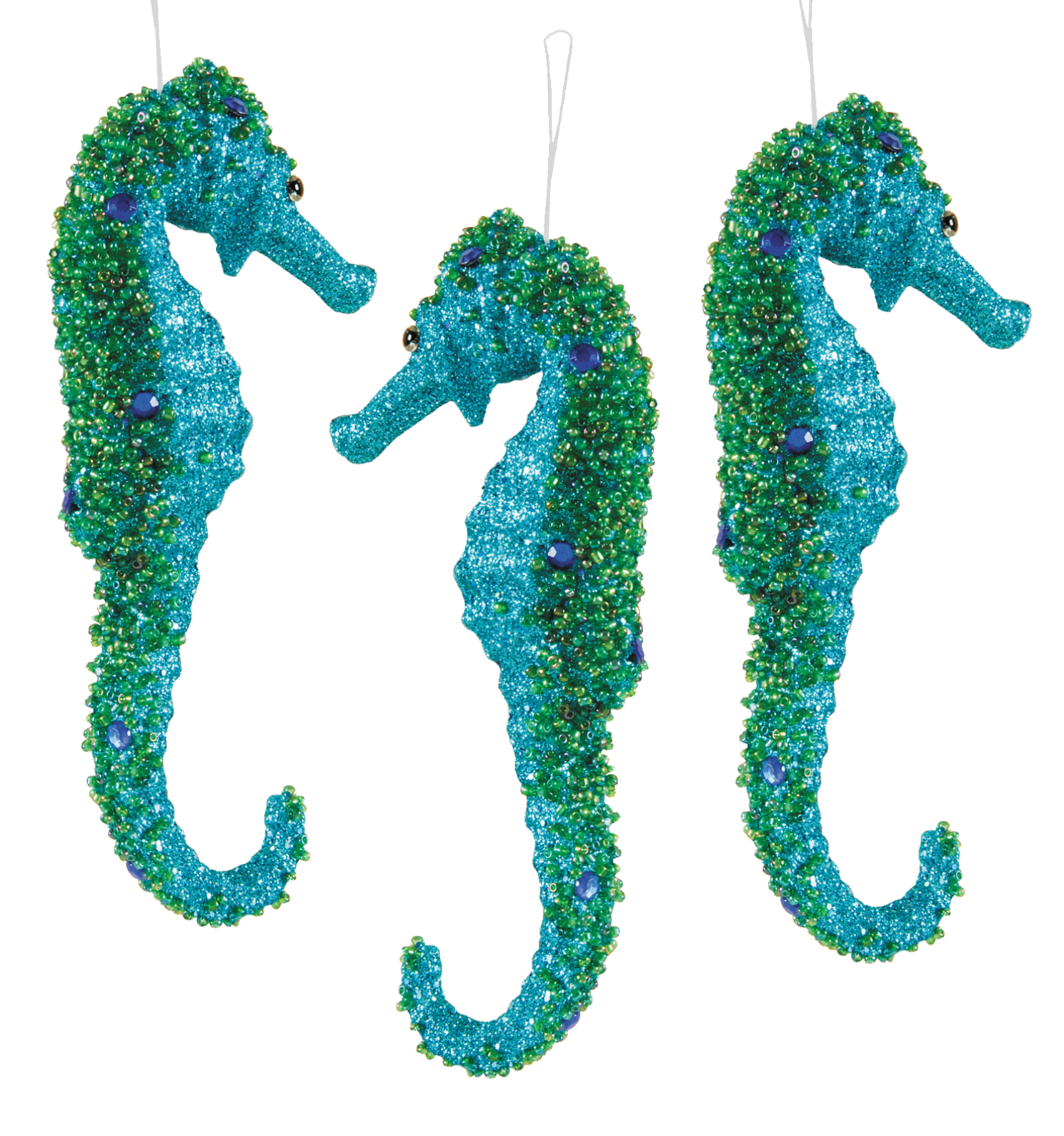 coastal seahorse glittered jeweled teal christmas holiday coastal seahorse glittered jeweled teal christmas holiday