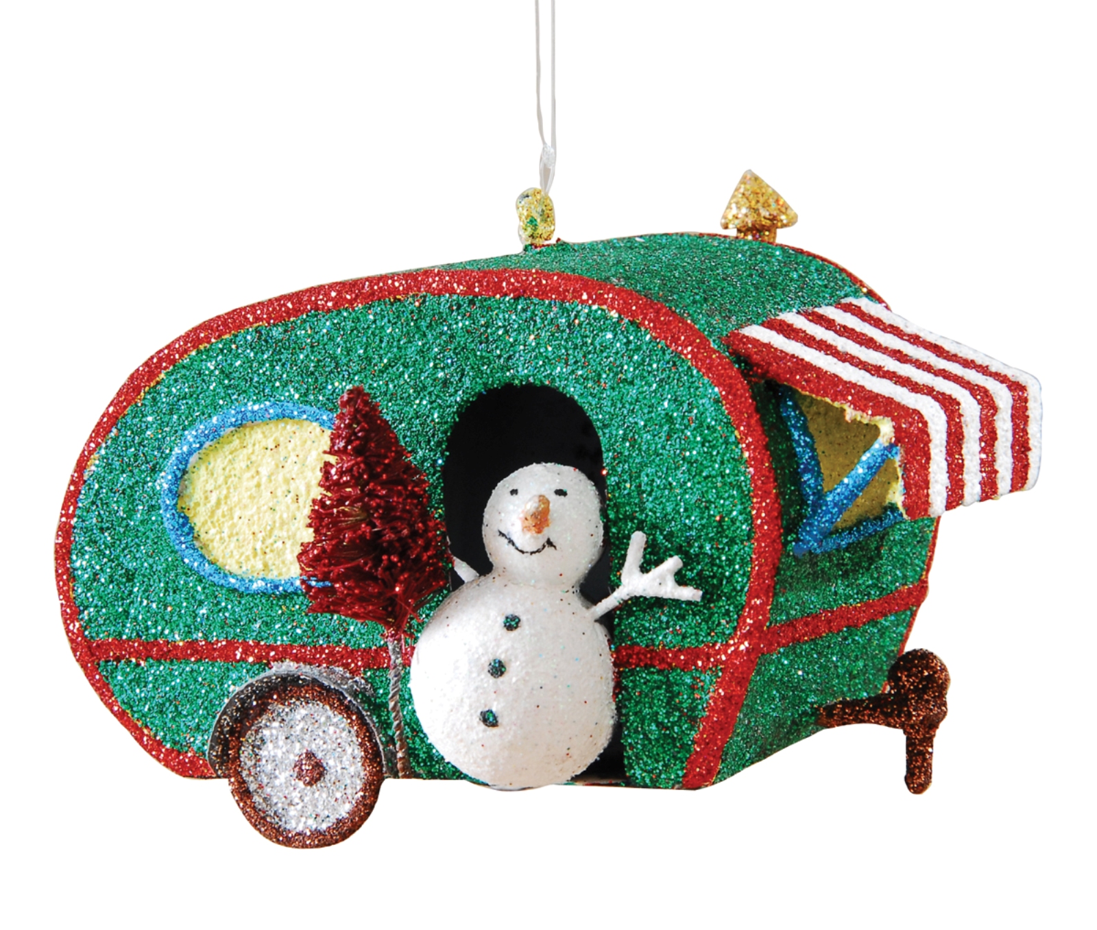 glitter retro look teardrop rv cer w snowman metal glitter retro look teardrop rv cer w snowman metal