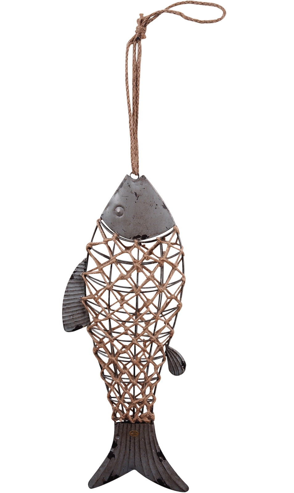 Hanging Fish Shaped Metal and Jute Coastal Wall Decor eBay