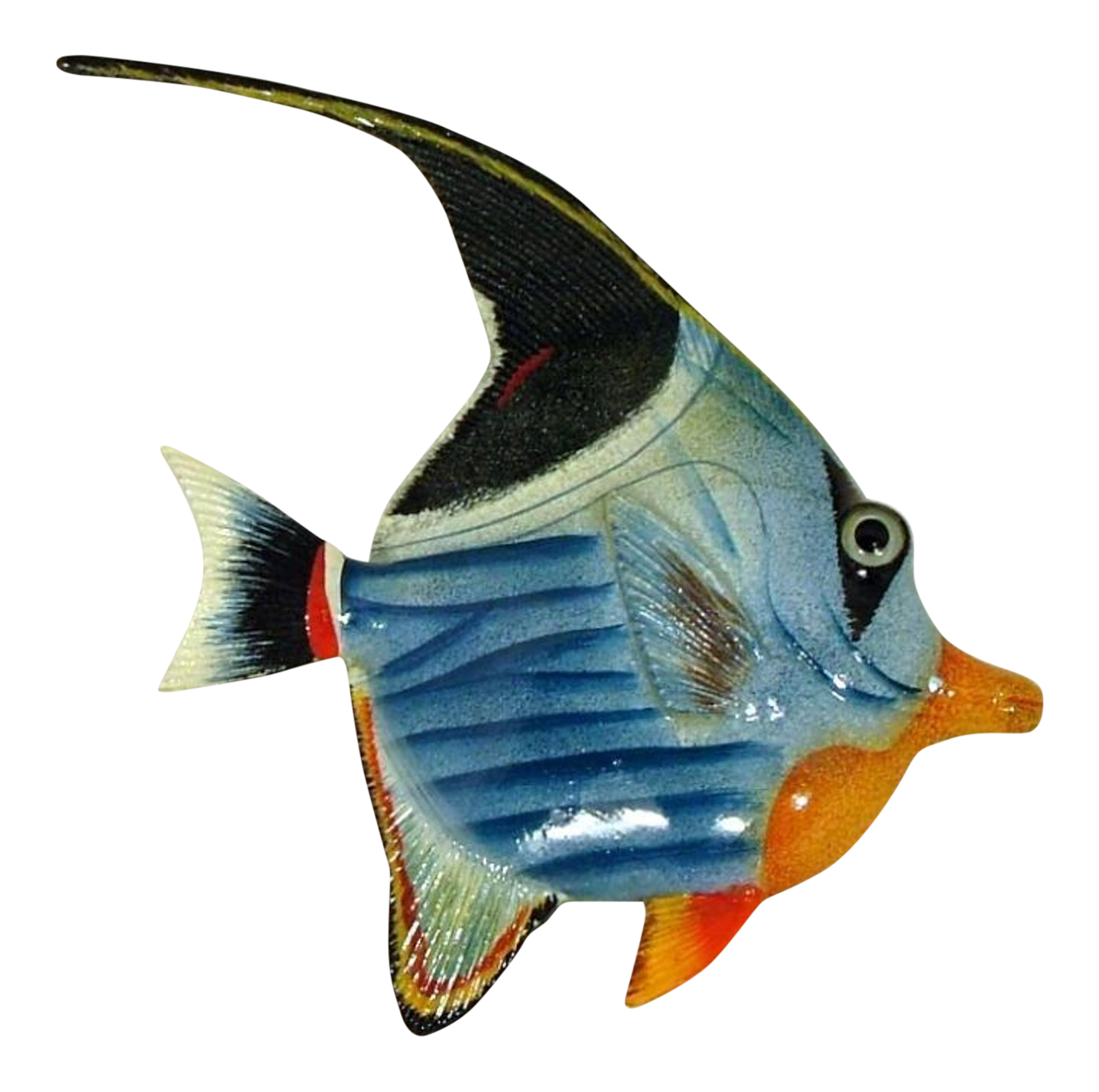 Tropical Bright Colorful Blue Orange Angel Fish Wall Decor 7X6 Inch