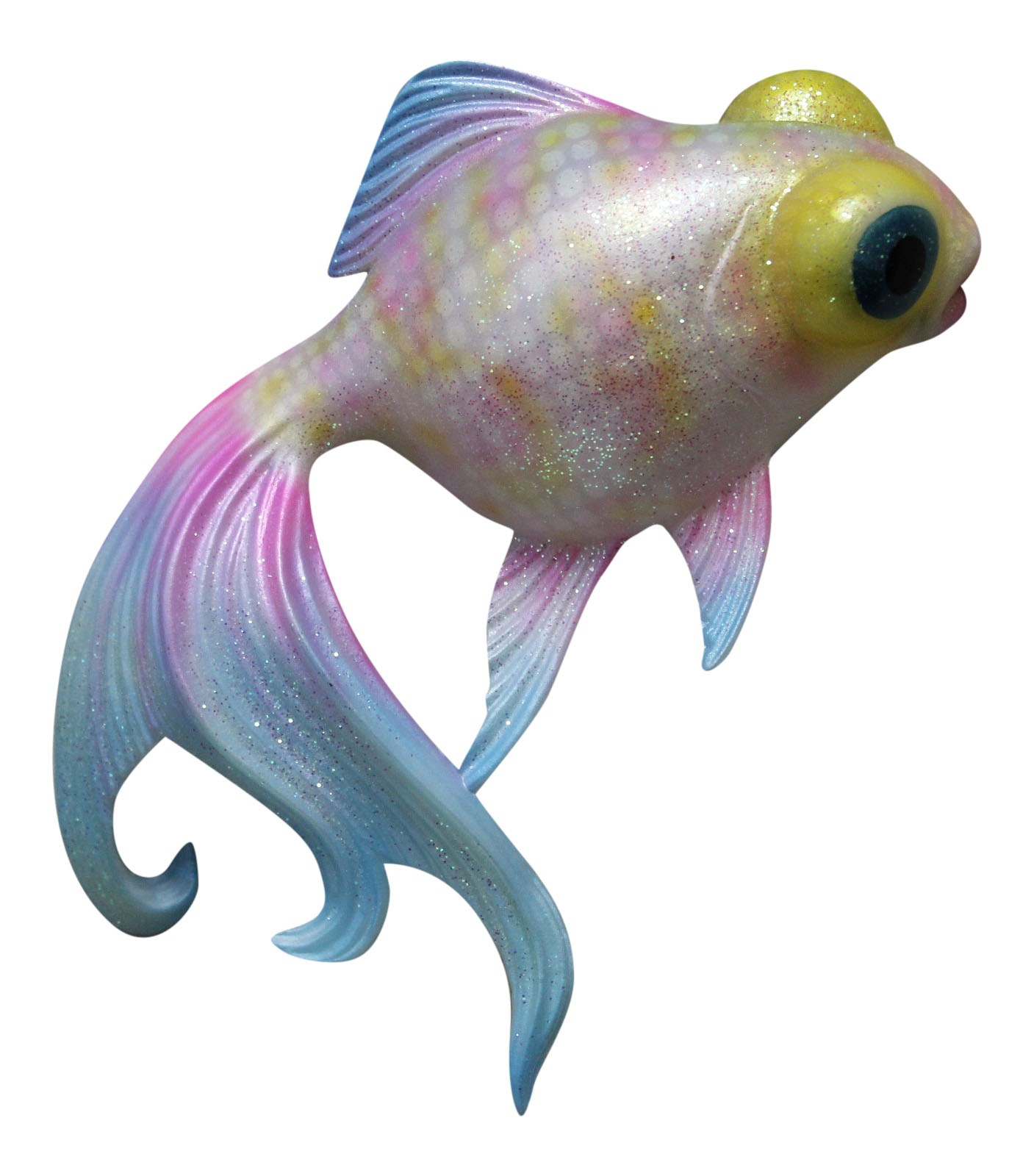 Fancy Tail Glittered Pink Goldfish Childs Room Bath 6 Inch Wall Decor