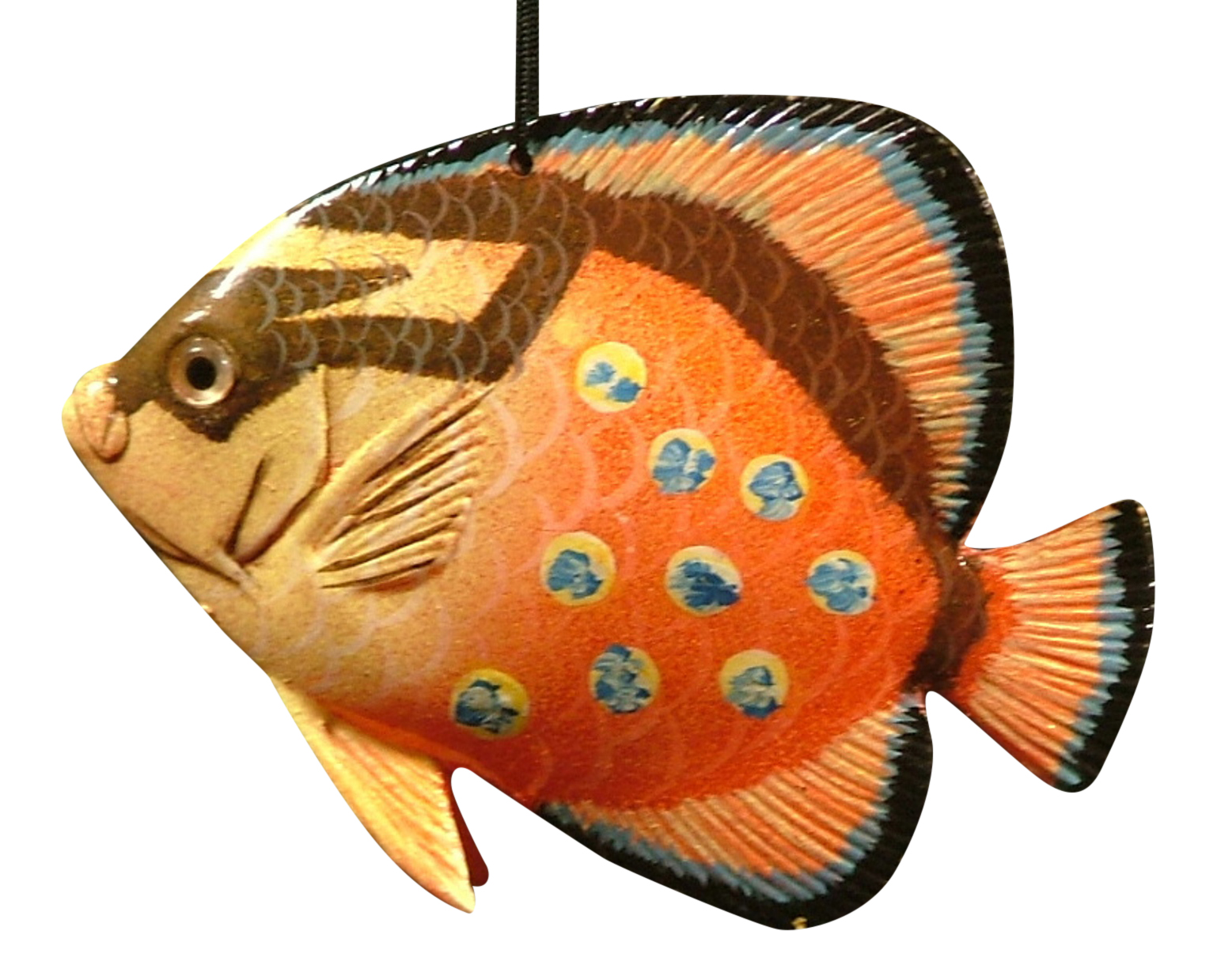 3D Tropical Fish Christmas Ornament 6 Inches Orange Spotted 6ORN39