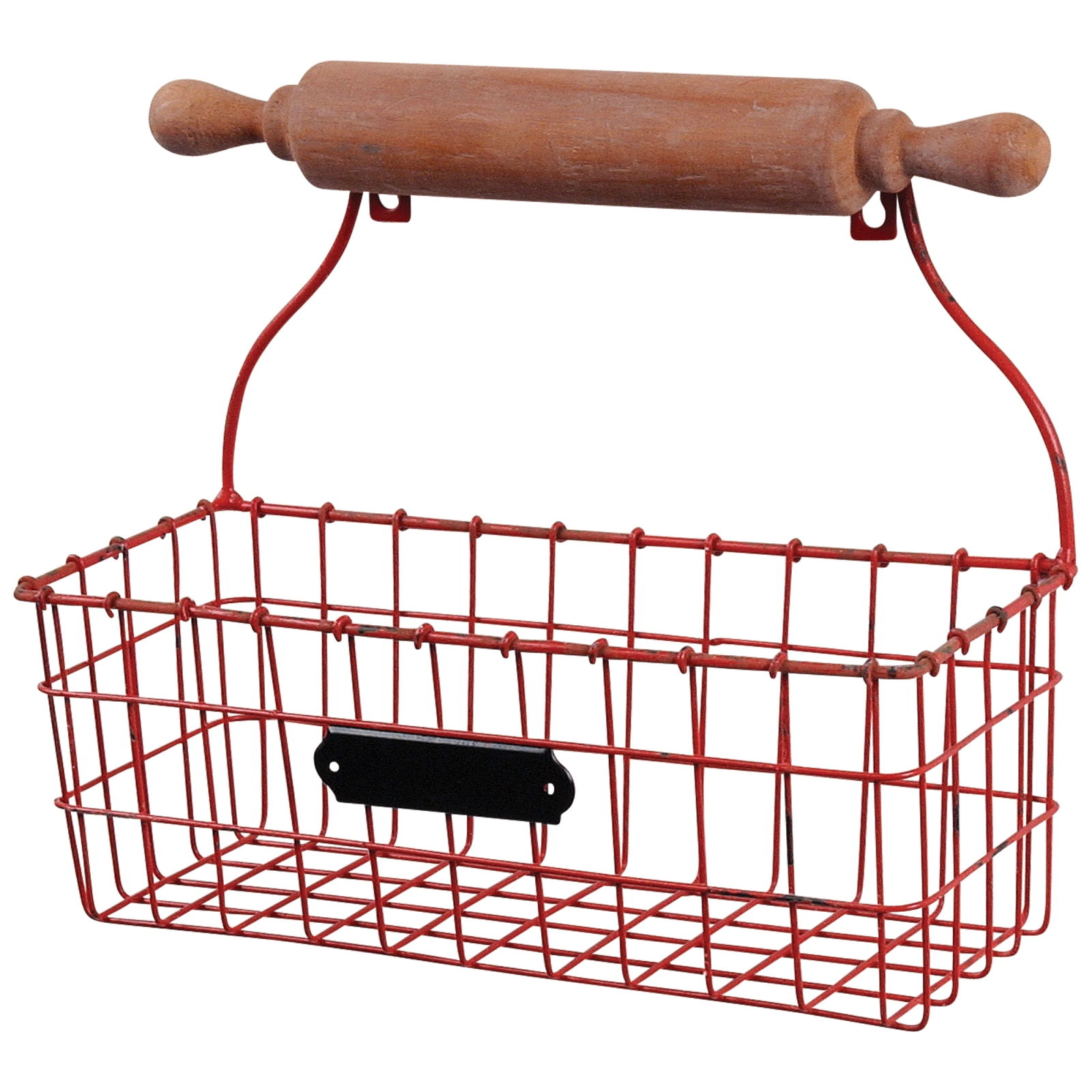Baker's Rolling Pin Red Wire Basket Kitchen Wall Storage eBay