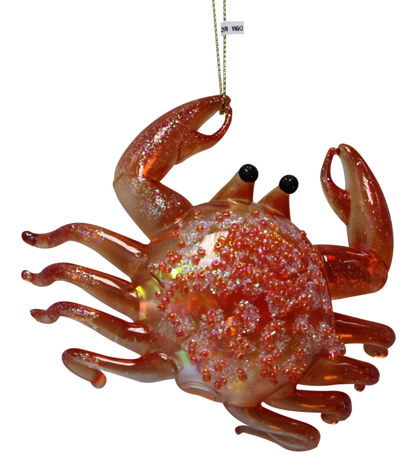 coastal orange crab glass christmas holiday ornament coastal orange crab glass christmas holiday ornament