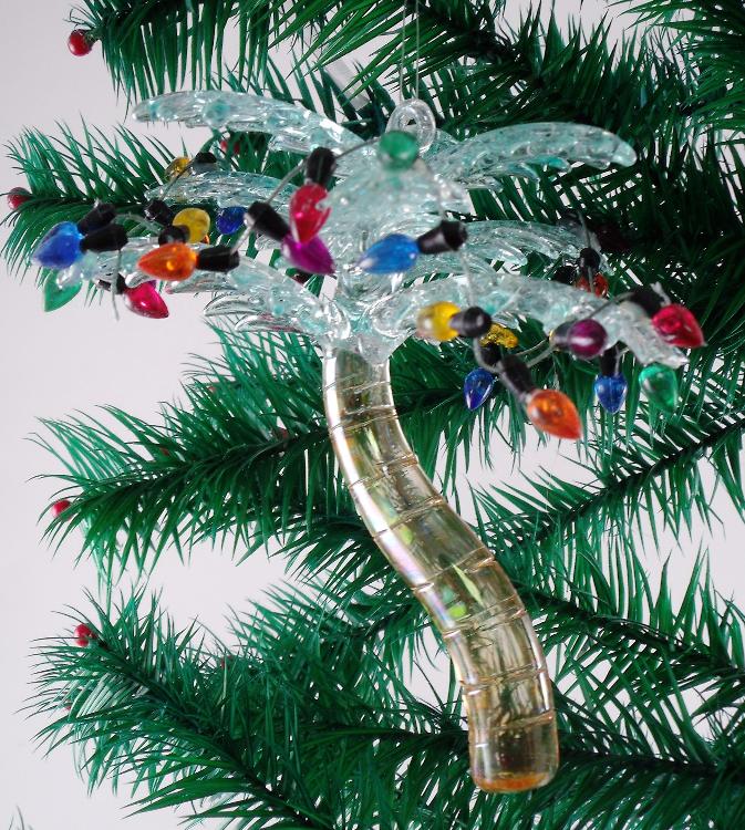 Tropical Palm Tree Glass 4.25 Inches Christmas Holiday Ornament Mary