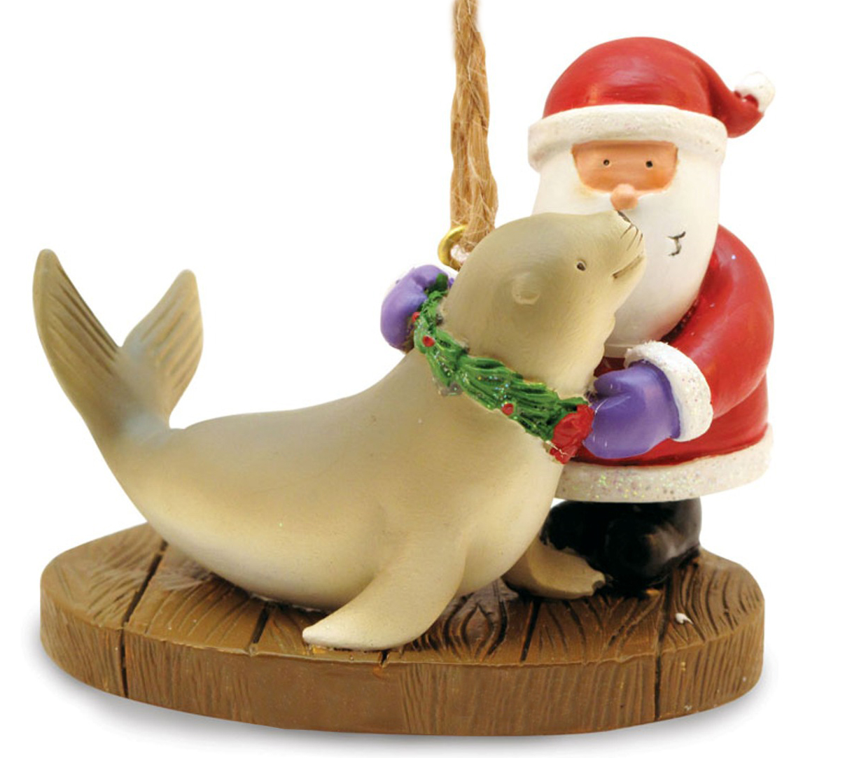 santa with holiday harbor seal christmas ornament santa with holiday harbor seal christmas ornament