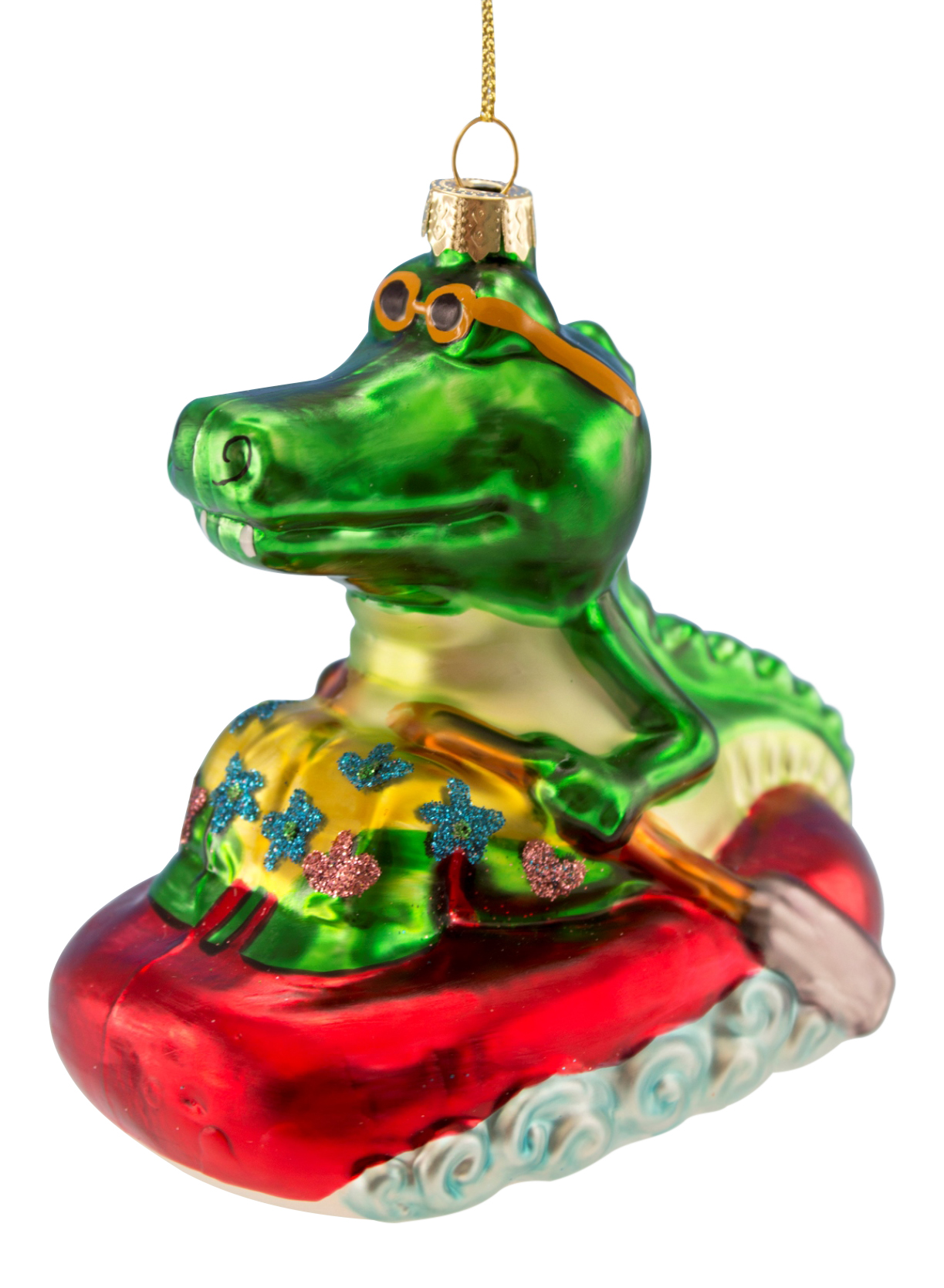 cool alligator in life raft blown glass christmas holiday cool alligator in life raft blown glass christmas holiday