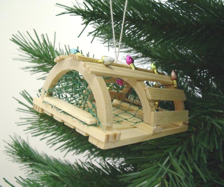 Coastal Nautical Wooden Lobster Trap Christmas Holiday