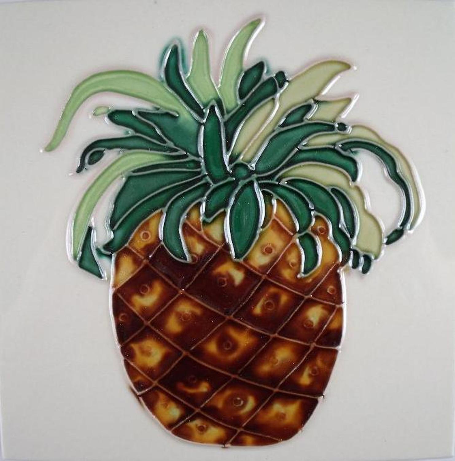 Tropical Colonial Pineapple Ceramic Tile Art 6 X 6 Inch Mary