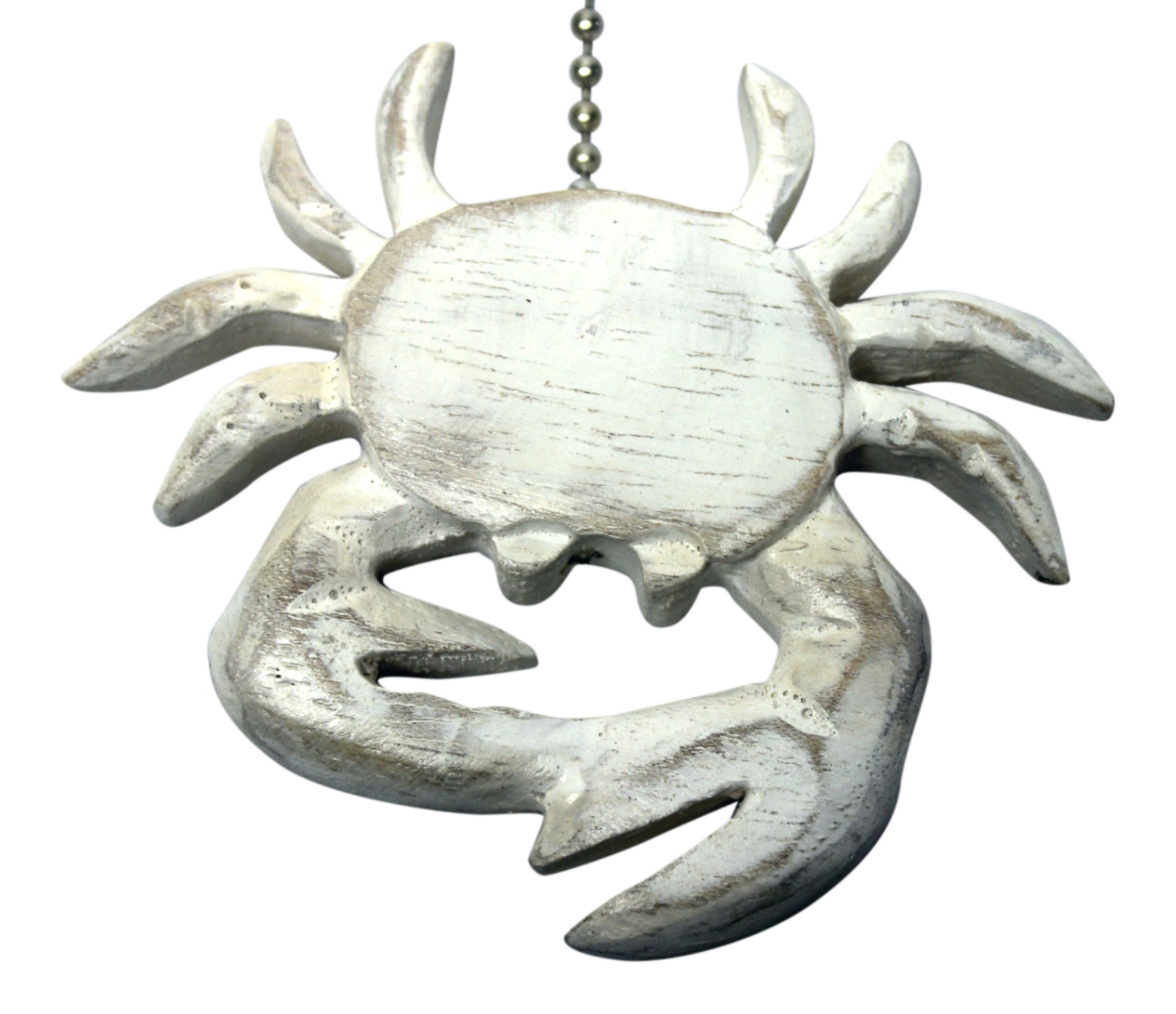 Whitewashed Coastal Crab Hand Carved Wood Ceiling Fan Light Pull Mary