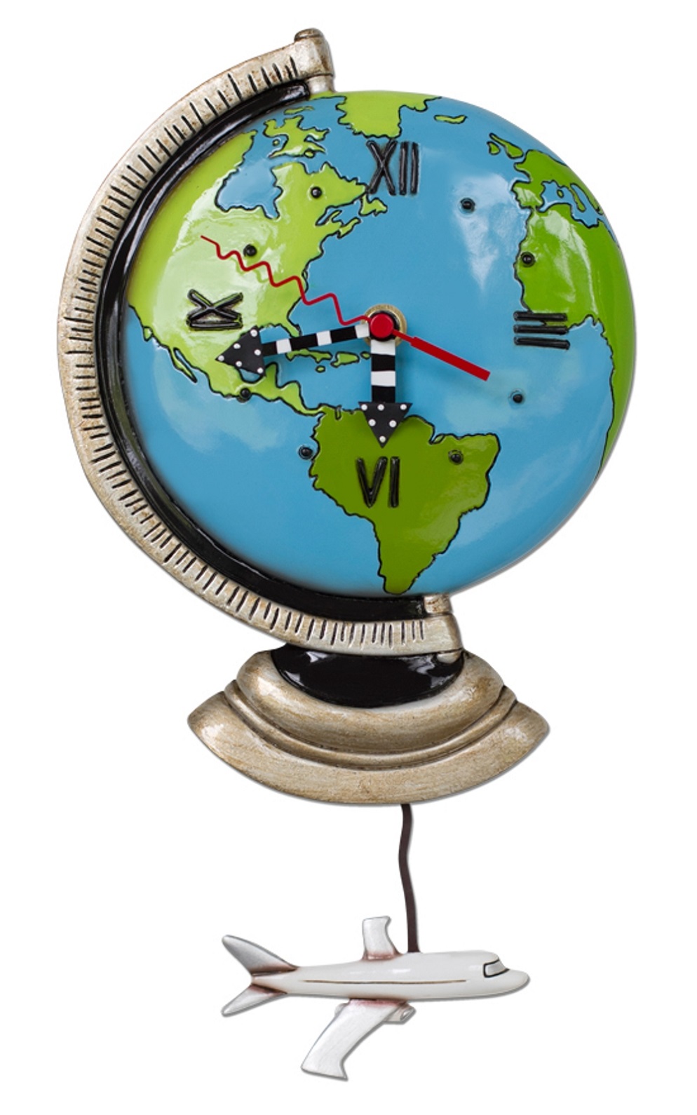 Allen Designs Around the World Blue Globe Wall Clock and Airplane Pendulum Mary B Decorative Art