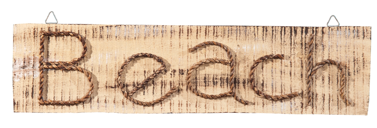 Distressed Rustic Rope and Wood Beach 24 Inch Sign Wall Décor Mary B