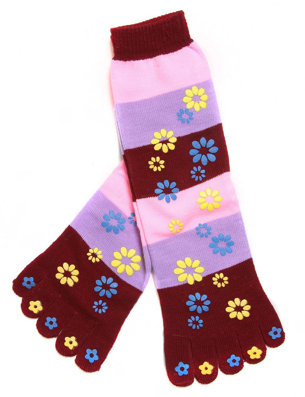 Striped Floral Design Long Toe Socks eBay