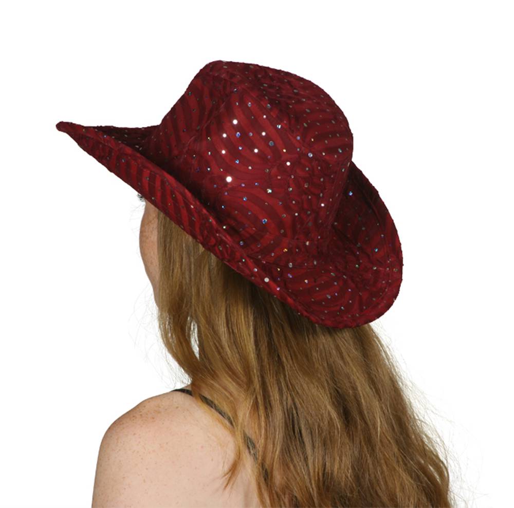 TopHeadwear Glitter Sequin Trim Cowboy Hat