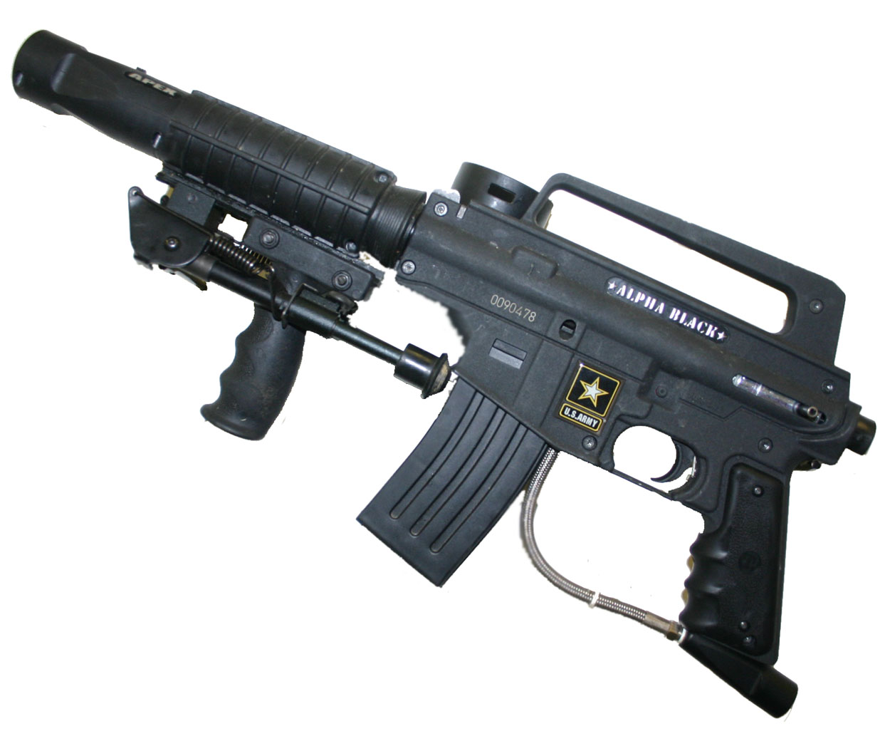 USED Tippmann Alpha Black Paintball Gun / Marker w Bipod EGrip