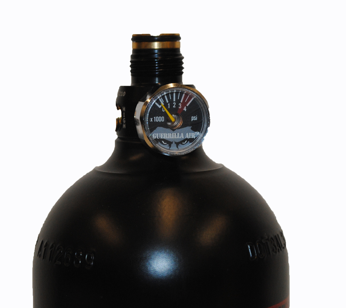 Guerrilla Air 3000 PSI HPA / N2 Paintball Tank w/ Myth M3 Reg 48CI